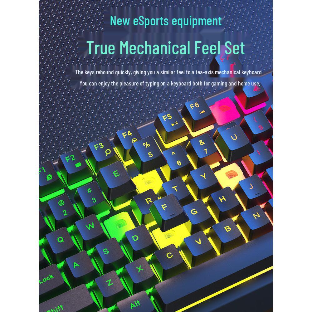 Silent Wired Mechanical-Feel Keyboard and Mouse Set for Gaming, Desktop, and Office Use