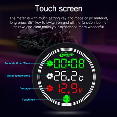Motorcycle Painel Digital Moto Universal Temperature Clock Mini Full Screen Thermometer 4 In 1 Touch Screen Meter