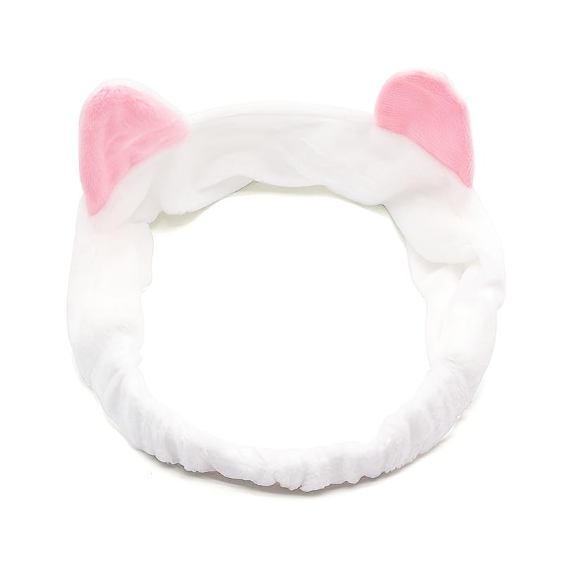 

Super Soft Cat Ear Headband for Women, Face Washing Hair Tie, Cute Sports and Makeup Cat Ear Hair Accessory білий