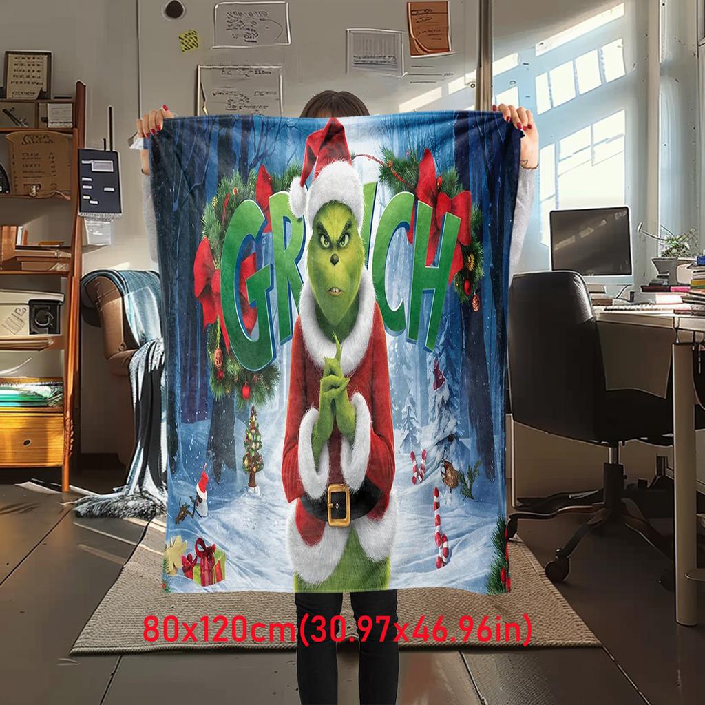 Christmas Gift Comedy Movie How the Grinch Stole Christmas Blanket Home Warming, Four Season Bed Decoration Sofa Cover Flannel Throwing Blanket K5