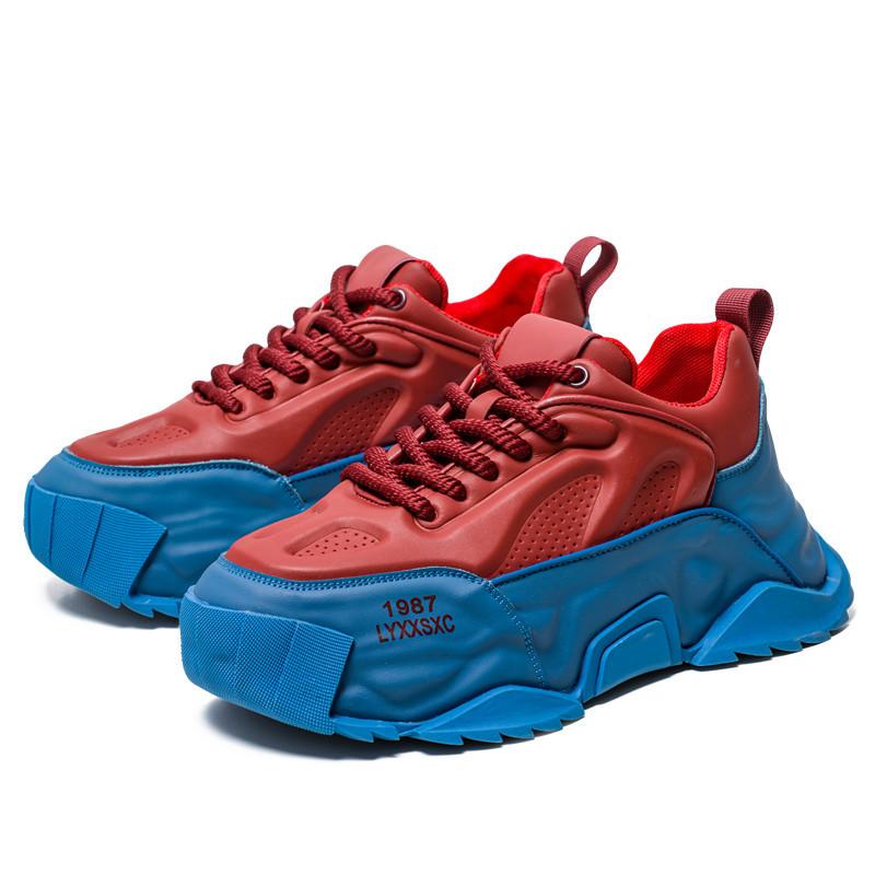 

2025 Fashion luxury Clunky Sneaker For Men Design leather Mixed color Platform Men s Running shoes casual sneaker Large size 46 46 червоний