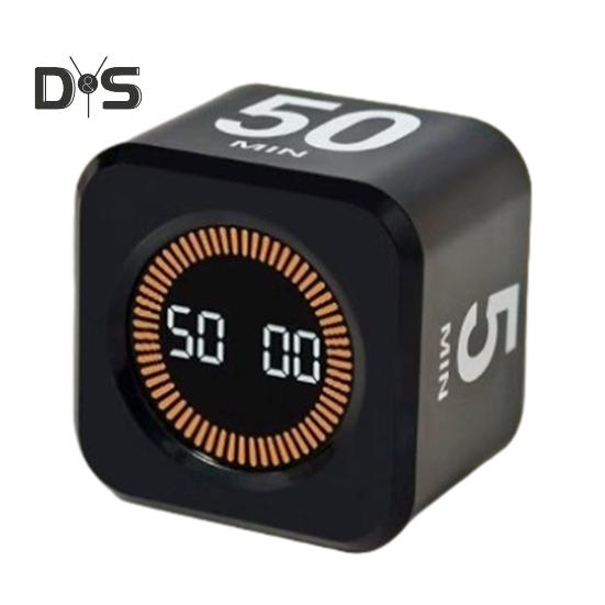 Digitaler Würfel-Pomodoro-Timer, visuelles Lernen, Fitness-Countdown, Produktivitäts-Timer mit Auto-Flip-Technologie, leiser Betrieb, Vibration und einstellbarer Ton