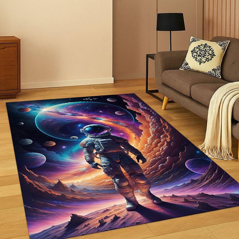 Cartoon Astronaut Universe Spaceman Outer Space Carpet Rug for Bedroom Living Room Sofa Playroom Doormat Home Decor,kid Non-slip