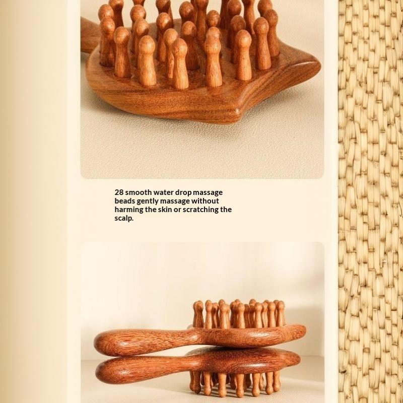 Sandalwood Scalp Massage Comb 28 Coarse Toothed Gua Sha Head Brush for Hair Growth Promoting Body Massage Home Use