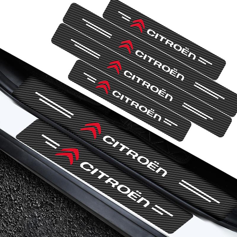 4Pcs Carbon Fiber Car Door Sill Protection Sticker Anti-scratch Refit sticker For Citroen DS3 DS4 DS5 DS6 C1 C2 C3 C4 C5 C6 C8 MA4