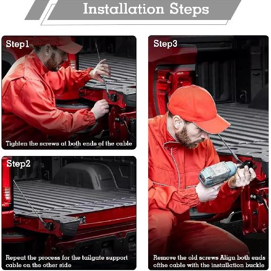 25838260 Tailgate Cable Strap, Tailgate Replacement Parts, Rear Tailgate Cables Straps, Fit for 2007-2016 Chevy Silverado GMC Sierra 1500 2500HD