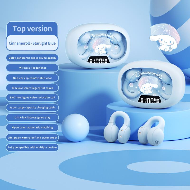 EX53 Trådløse Øreklem-hodetelefoner Tegneseriedesign Smart Digital Skjerm Volumjustering Sikker Passform & Komfort Bluetooth Ørepropper