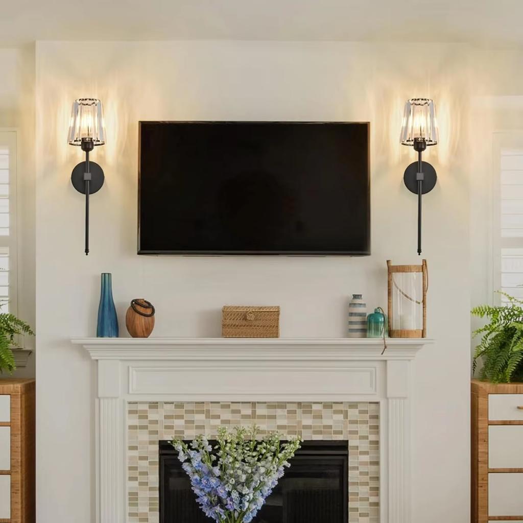 American Style Wall Lamp No wiring LED Rechargeable Bulbs wall Light Crystal wall Sconce For Bedroom Background Home Lighting