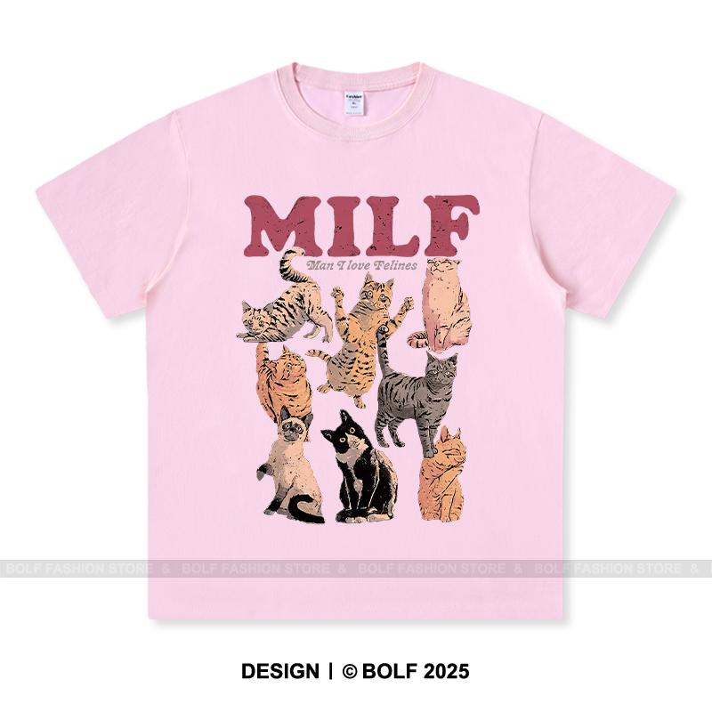 Dámské tričko s potiskem Milf Cat 100% bavlna Nadměrné Vtipná grafická trička pro muže Letní topy Humor Streetwear