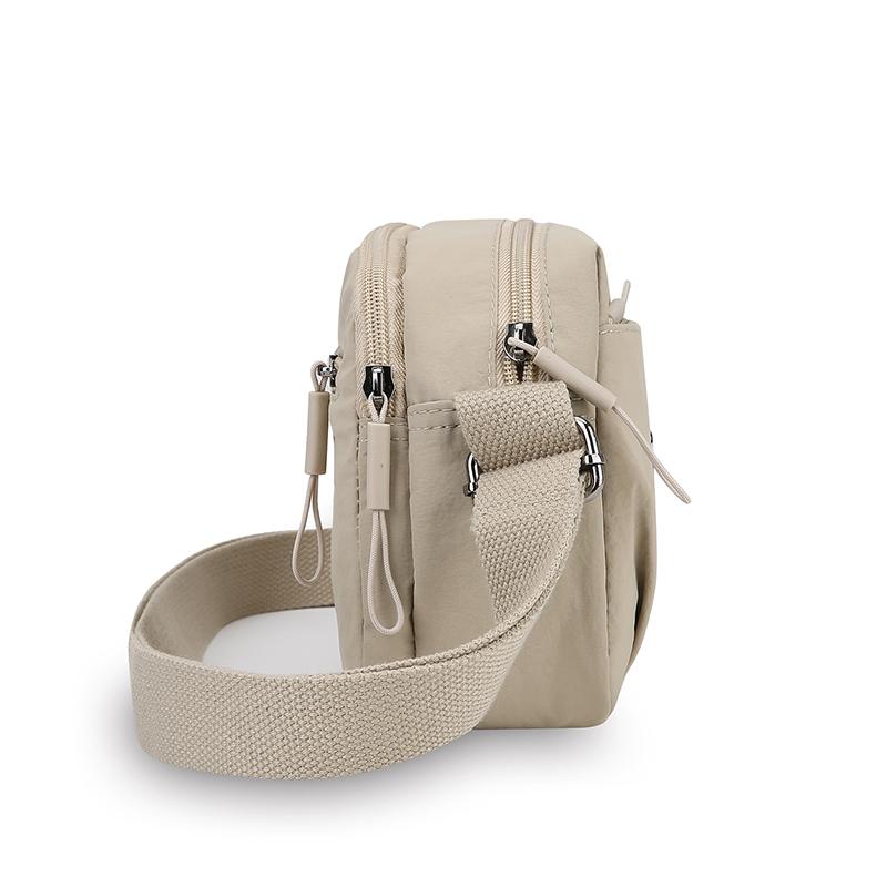 Nylon Kleine Tasche Mehrfachfächer Reißverschluss Kleine Quadratische Tasche Damen Schultertasche Umhängetasche