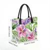  Floral Tote Bag Watercolor Tropical Print Large Capacity Casual Shoulder Bag for Shopping Beach Daily Use