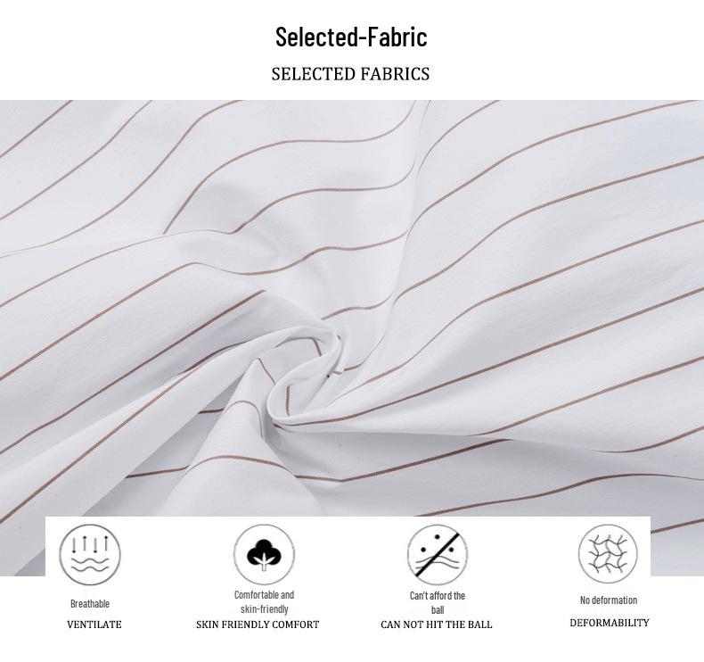 TBJL Women's White Pinstripe Campus Style Short Sleeve Blouse