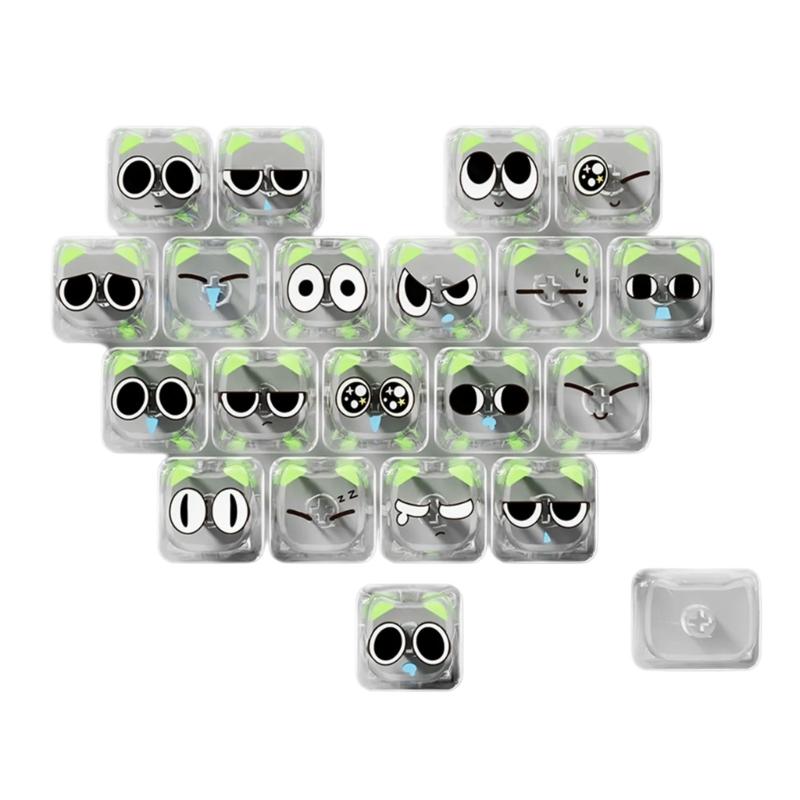 

Ergonomic 21 Key Transparents Luoxiaohei Cats Shaped Keycaps With Heart Pattern PC Construction For Comfort Typing And Gaming Setups прозрачный