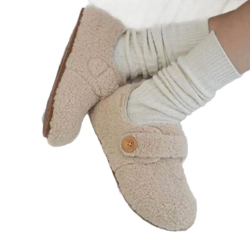 Fleece Shoes, Women's Warm Velcro Cotton Shoes, and High-heeled Shoes
