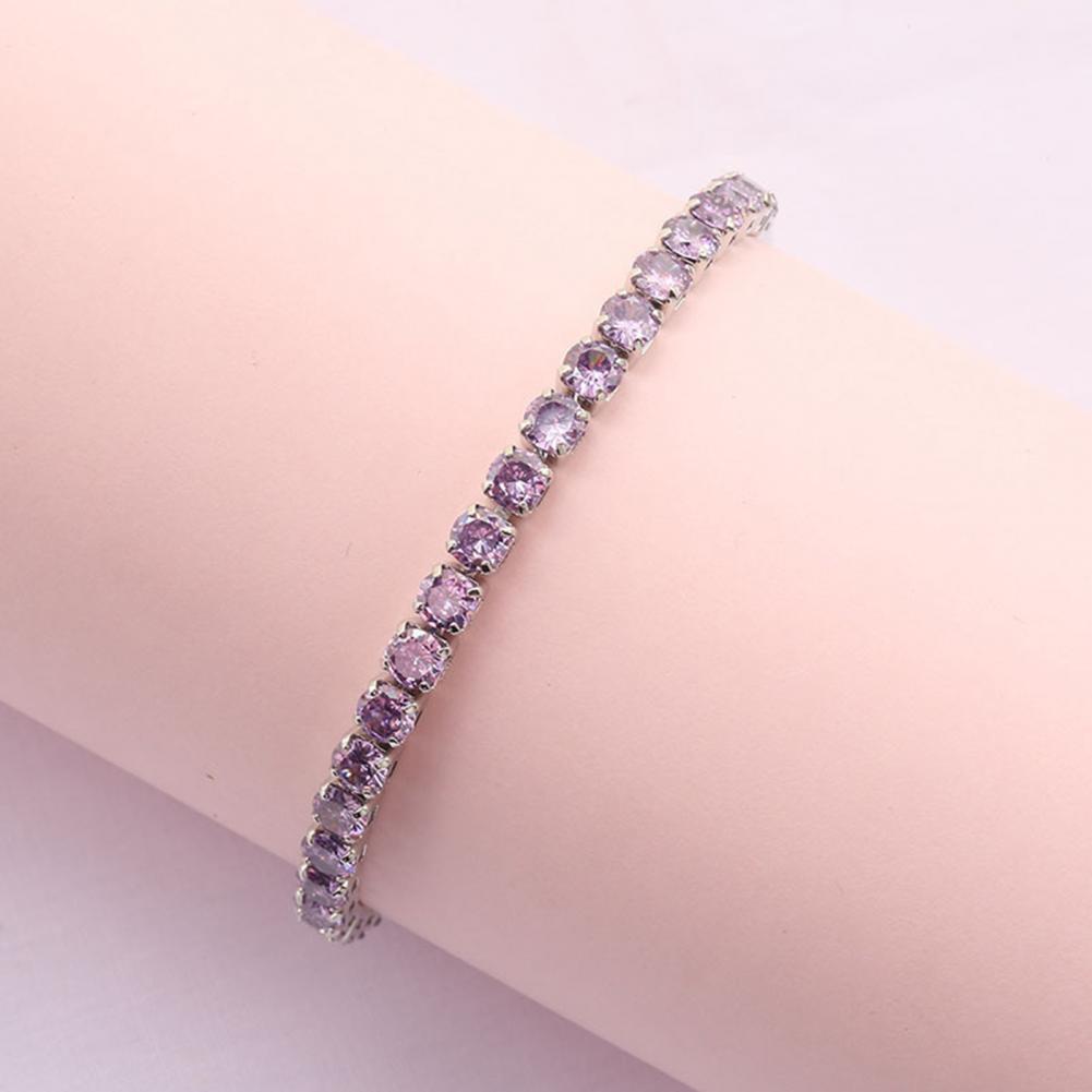 Fashion Bracelet Rhinestone Delicate Exquisite Multicolor Sparkling Dress-up Ravishing Tennis Bracelet Women Wrist Jewelry