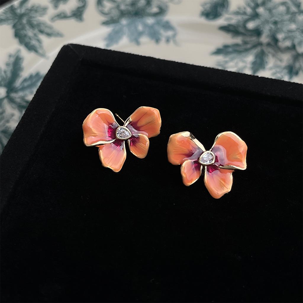 Französischer Ölmalerei-Stil Emaille Tropfenohrringe: Künstlerische Ohrstecker im Hofstil mit einem literarischen Retro-Flair.