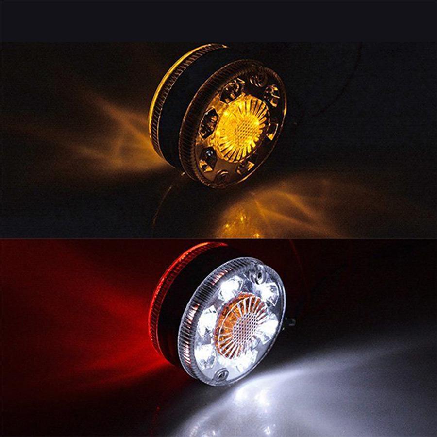 2pcs Round LED Pedestal Fender Light Truck Trailer Double Face Turn Signal Brake