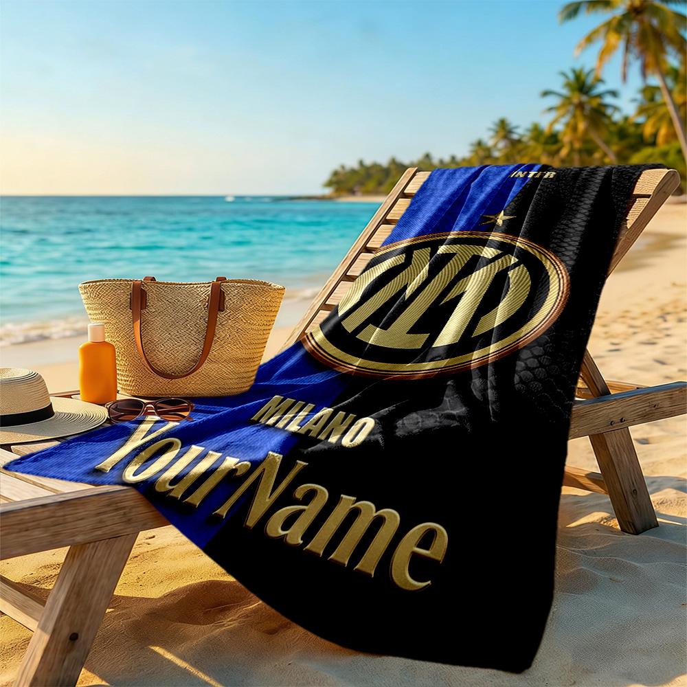 Toalla de Playa Inter de Milán Personaliza Tu Nombre Alta Absorción y Secado Rápido Ideal para Viajes Piscina al Aire Libre Yoga Surf Camping Senderismo Gimnasio Regalo Vacaciones