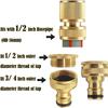 2 Pair Brass Faucet Adapter 2 In 1 Garden Hose Tap Connector 3/4 & 1/2 In Threaded Faucet Hose Coupling Adapter Faucet Connector