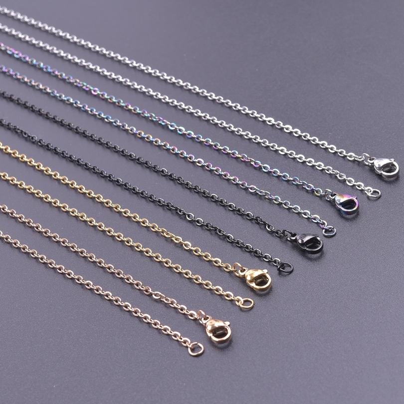 5pcs 60cm Long Chain For Jewelry Making Supplies Rainbow/Silver/Gold Color Stainless Steel O Chains Around Neck Necklac DIY Bulk