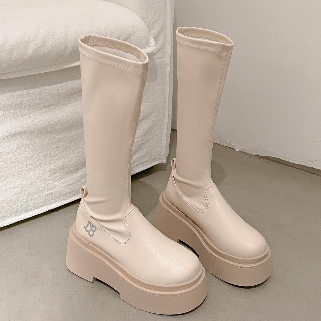 White British style but knee thick-soled boots long boots autumn small height-increasing knight boots