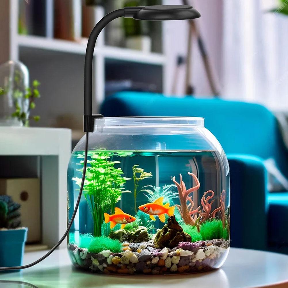 5W/7W Fish Tank Clip Lamp,USB Power LED Full Spectrum,Waterproof Algae Lighting 360-degree Tank Light for Turtle Fish Tanks
