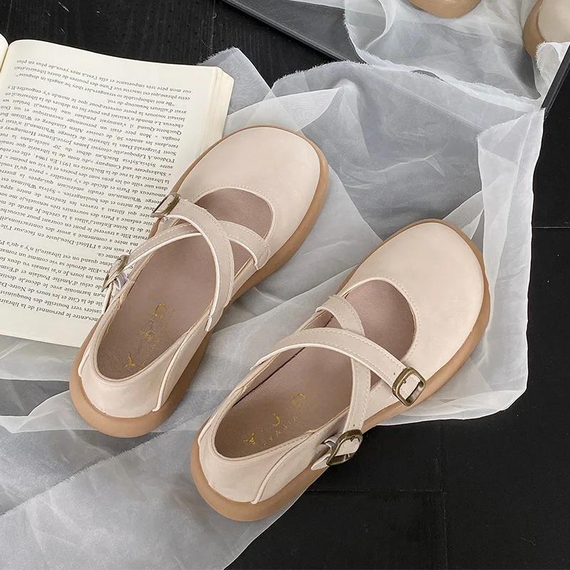 Fashion 2024 New Women's Flats Cross Strap Mary Jane Shoes for Women Soft Sole Casual Shoes Fashion Shallow Single Shoe Zapatos De Mujer