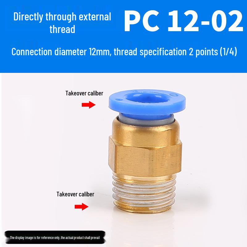Luftröhre Pneumatischer Schnellverbinder PC8-02, Kupfer Außengewinde, Gerader Schnellsteckverbinder PC10-03/12-04.