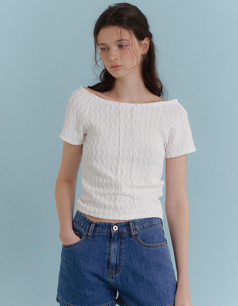 LOVEUSU Wave String Blouse (White)