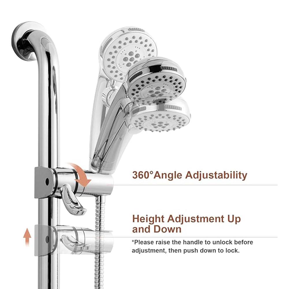 For Shower Rail No-drill Mount 360 Shower Holder Bathroom Safety Length 138 Mm Shower Holder For Seniors Shower Head Holder