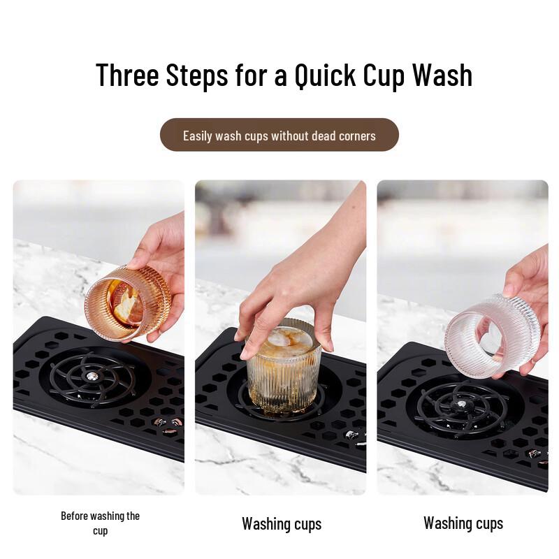 OEING Built-in Stainless Steel Sink Cup Rinser with Drain Tray