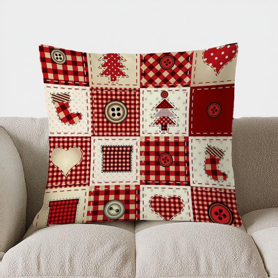 Home Decor Christmas Snowmen And Trees Pattern Pillow Pattern Cushion Cover Suitable For Sofa Bedroom Car Pillow Cover