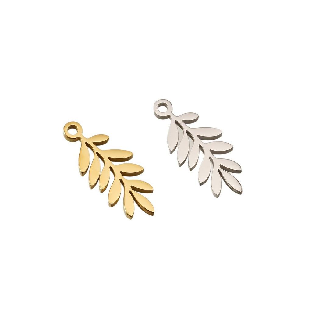 Spring Leaves Cross Pendant - Handmade Stainless Steel Jewelry for DIY Necklaces & Bracelets