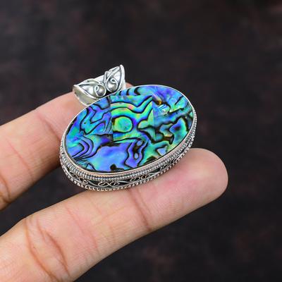 Přívěsek z mušle abalone Ručně vyrobený přívěsek Přívěsek ze sterlingového stříbra 925 Vintage šperk Jedinečný přívěsek s drahokamem Dárek pro matku Zcela nové šperky