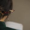 GEMCHIC Women's Vintage Chinese Style Red Sandalwood Hairpin with Cloisonné Flower and Tassel, Elegant Hanfu & Cheongsam Bun Accessory