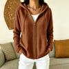 Damen Kapuzen-Strickjacke mit Reißverschluss Lockerer Schnitt Langarm Strickpullover Jacke für Herbst Winter