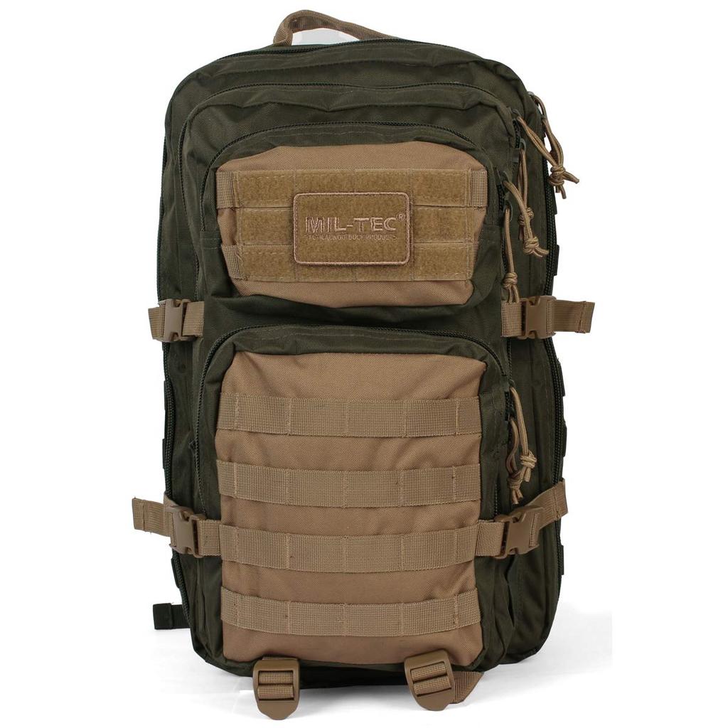 MIL-TEC US Assault Pack MOLLE System Large 36L Backpack - RANGER GREEN/COYOTE