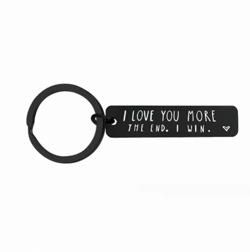 Stainless Steel 'I LOVE YOU MORE' Keychain Pendant - Valentine's Day Gift