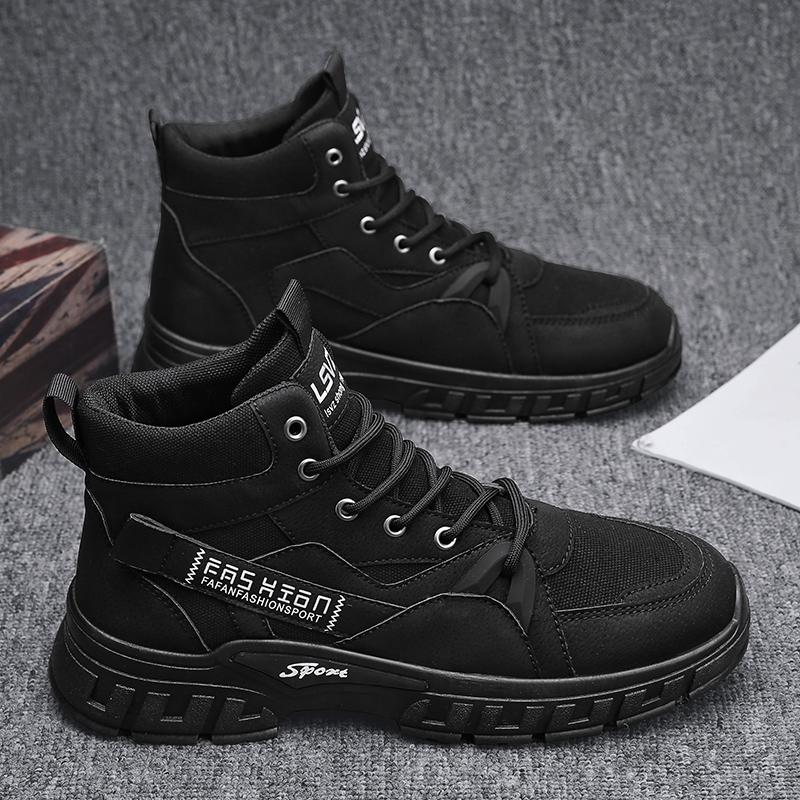 New Fashion Autumn And Winter Men's High Top Martin Boots Students Male Boys Trending Soft Sole Work Shoes Labor Protection Martin Sneakers