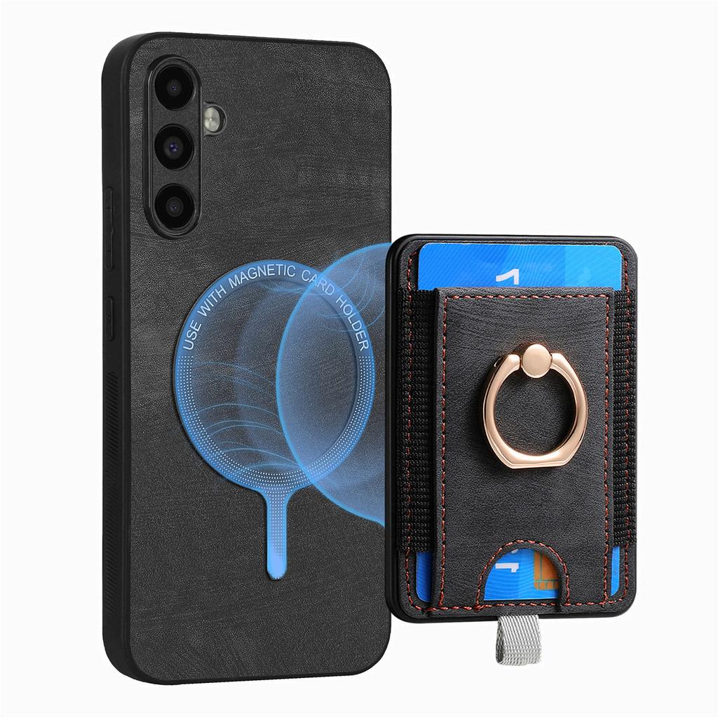 2 in 1 Detachable Magnetic Cards Solt Leather Case For Samsung Galaxy A55 A35 A54 A24 S23 S24 Ultra S22 Plus S21 FE Ring Holder