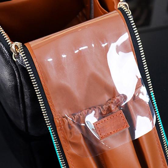 Faux Leather Travel Makeup Bag for Women Large Capacity Cosmetic Organizer Vintage Waterproof Toiletry Pouch with Handle