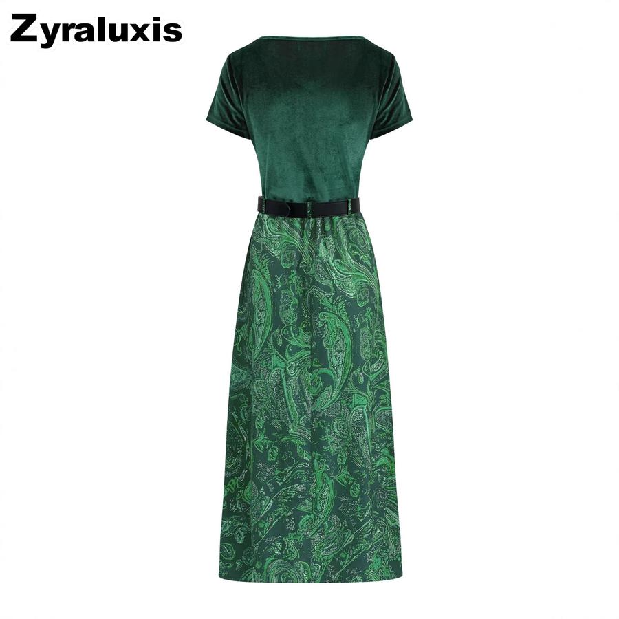 Plus Size Vintage Velvet Paisley Overalls Elegant Dress Women's Maxi Gown