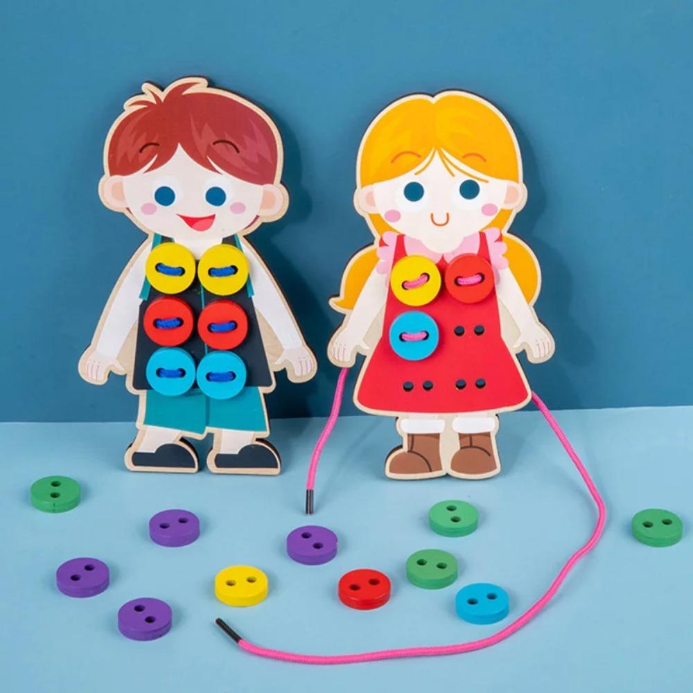 Baby Montessori Toys Learn Basic Life Skills Teaching Aids Clothes Threading Button Sewing Board Game Educational Toys For Kids