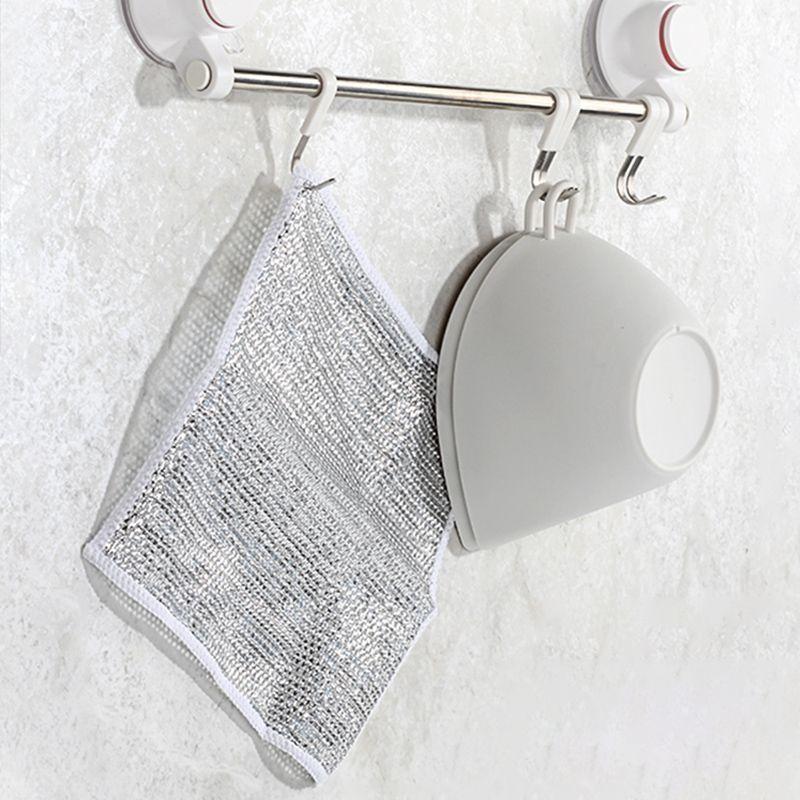 5pcs Silver Wire Dishwashing Cloth Anti-Grease Wiping Rags Household Cleaning Towels Non-stick Wipe Cloth Scouring Pad