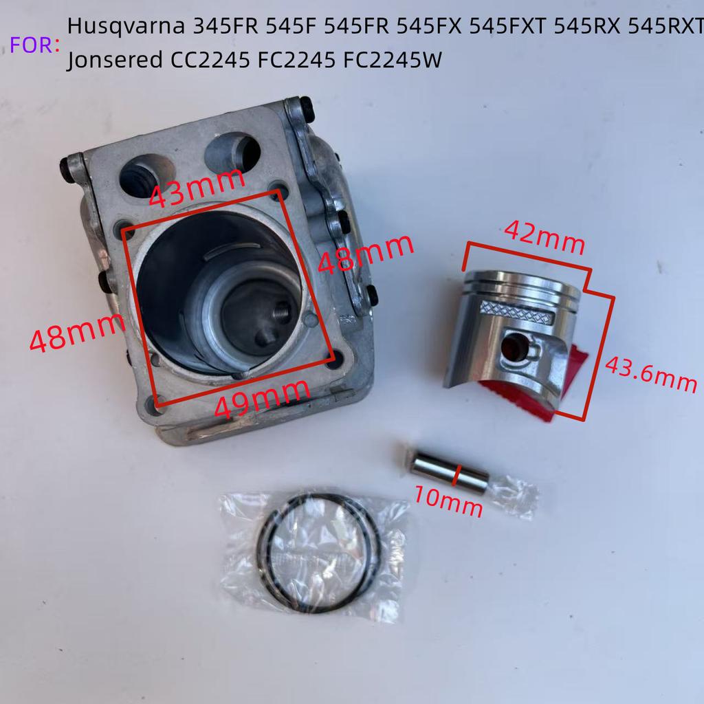 Cylinder Piston Kit For Husqvarna 345FR 545F 545FR 545FX 545FXT 545RX 545RXT Jonsered CC2245 FC2245 FC2245W 577274901,577274902
