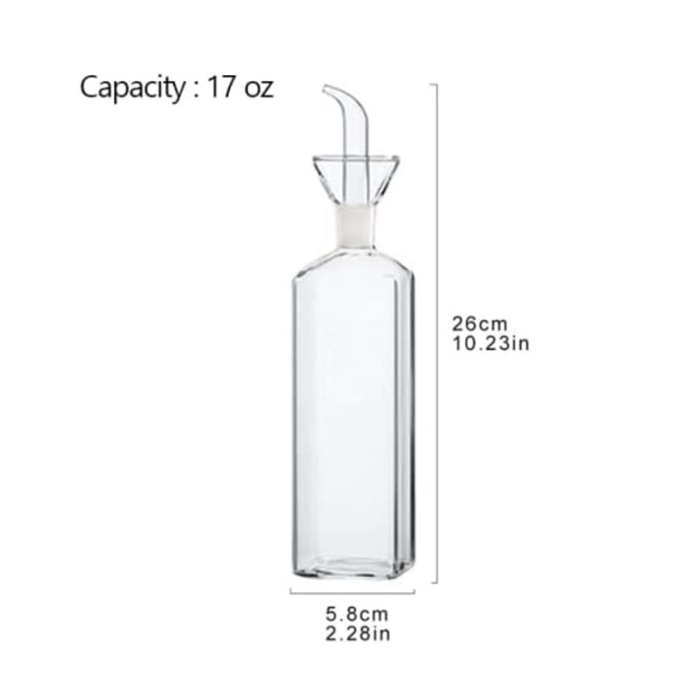 17 oz Oil Bottle Glass Olive Oil Dispenser Bottle Glass Cooking Oil Vinegar Meter Dispenser with Spout for Kitchen and BBQ