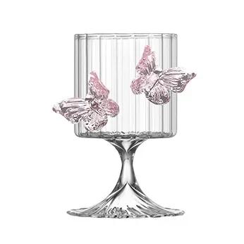 Tazza di vetro originale a gambo alto Instagram Farfalla Bicchieri da vino Bicchieri da champagne Bicchieri da cocktail estetici Regali di Natale