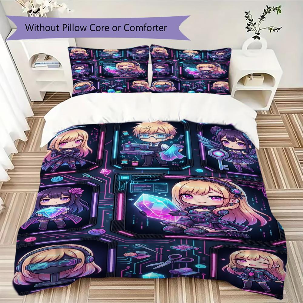 Beautiful anime style, sea dream Pattern Bedding,Quilt Set Quilt Cover Pillowcase Home Birthday Gift (1 * duvet cover + 2 * pillowcase, without core) 135x200cm