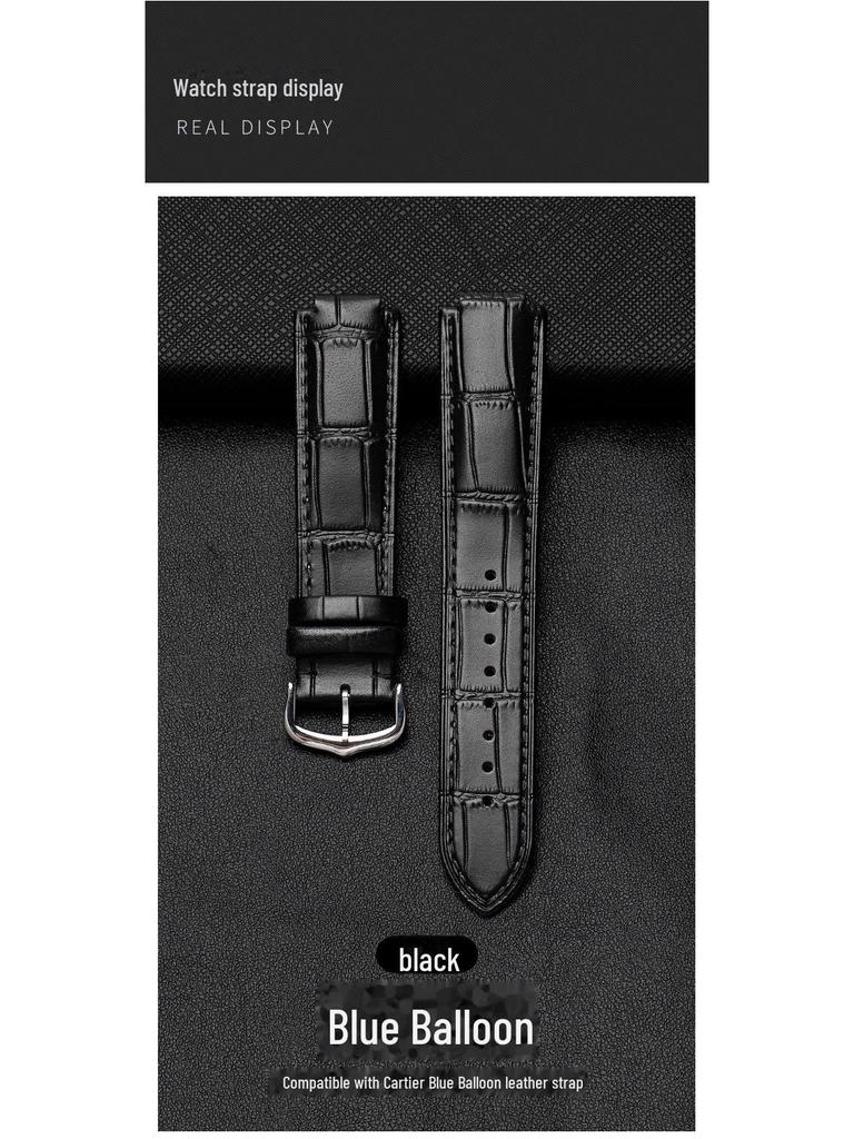 Blue Balloon Uhrenarmband aus echtem Leder für Damen und Herren, wasserdicht, hochwertiges Rindsleder, konvexe Oberfläche