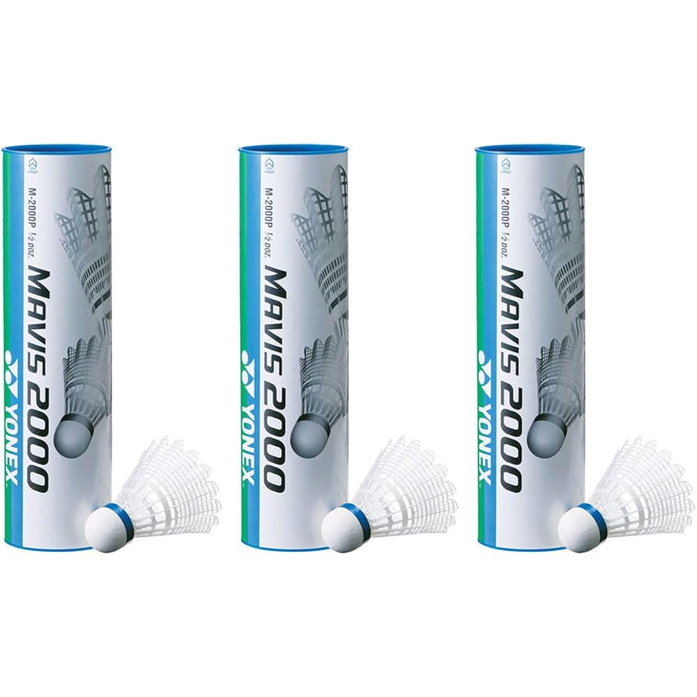 YONEX Mavis 2000P Badminton Shuttlecocks Nylon and Natural Cork 18 Pack for Temperatures 12-23°C